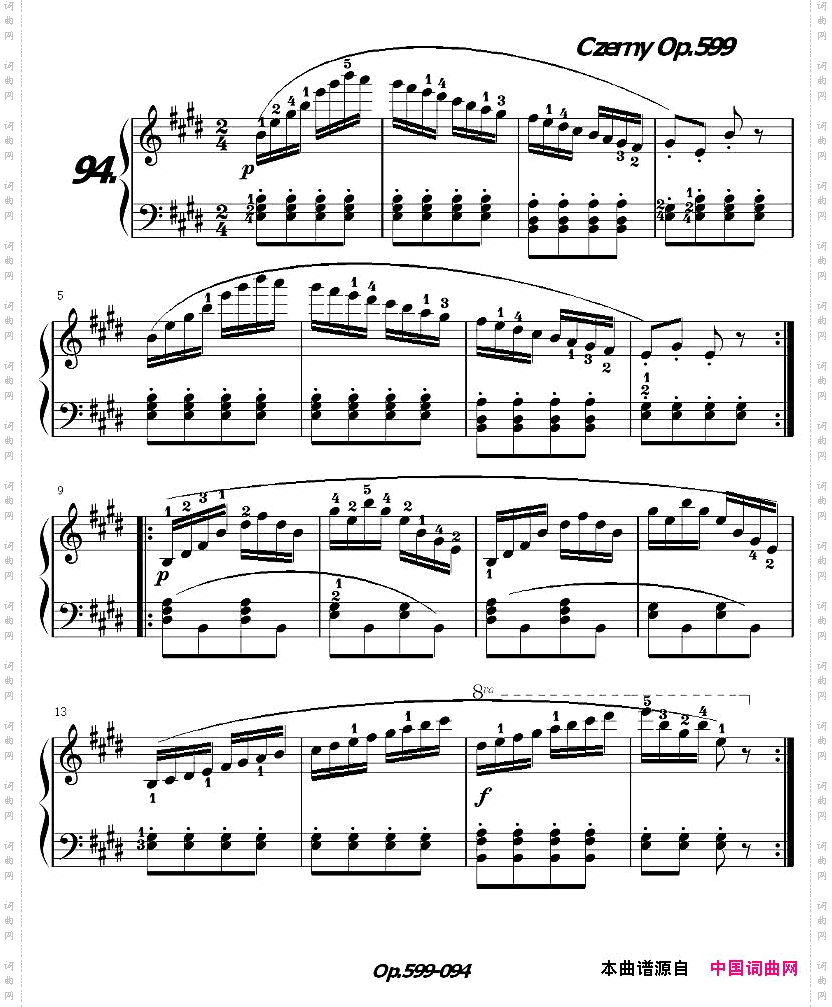 《车尔尼练习曲》OP.599之091-100