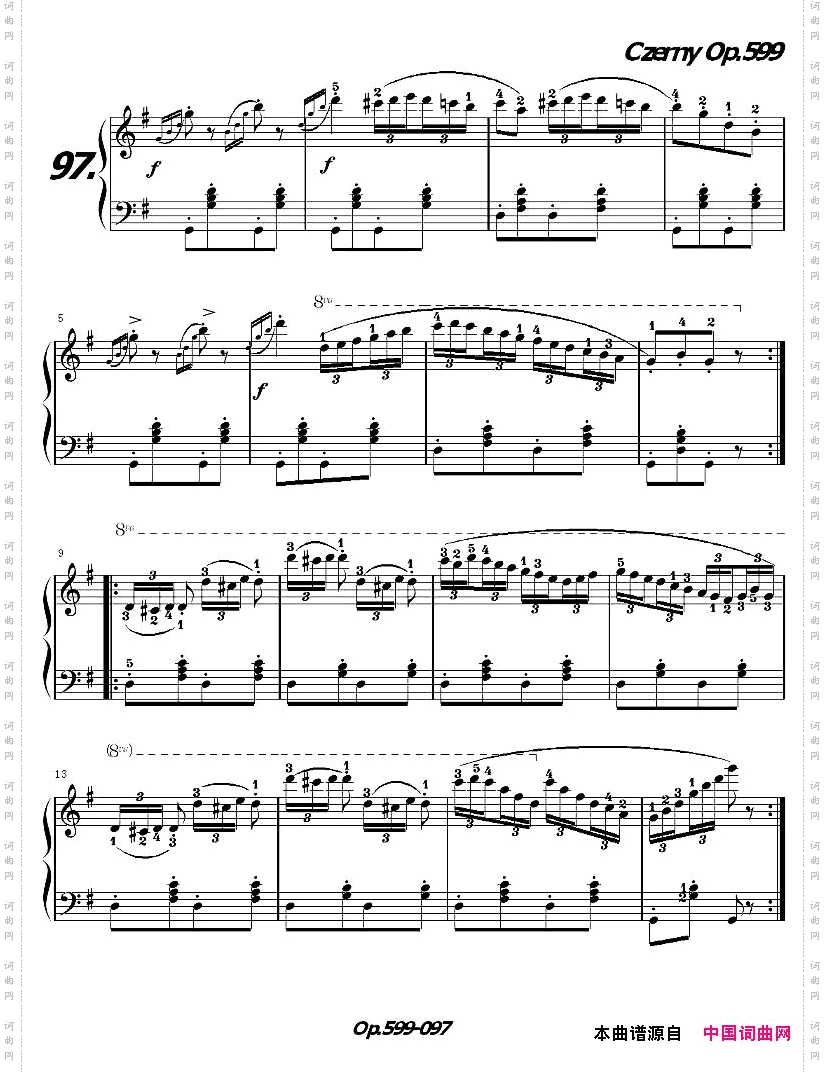 《车尔尼练习曲》OP.599之091-100