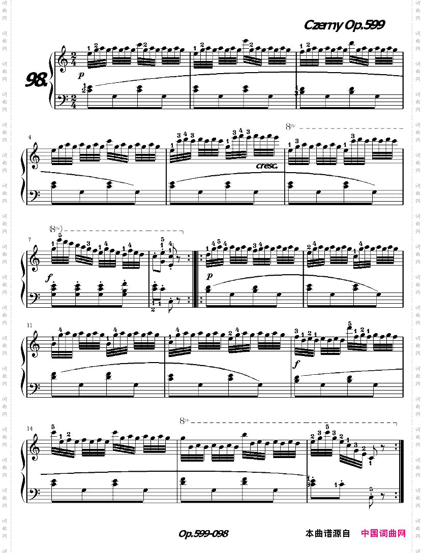 《车尔尼练习曲》OP.599之091-100