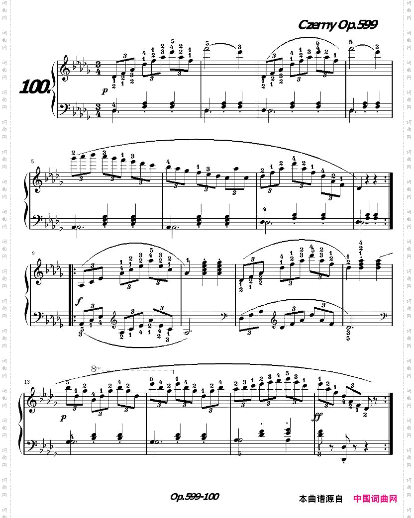 《车尔尼练习曲》OP.599之091-100