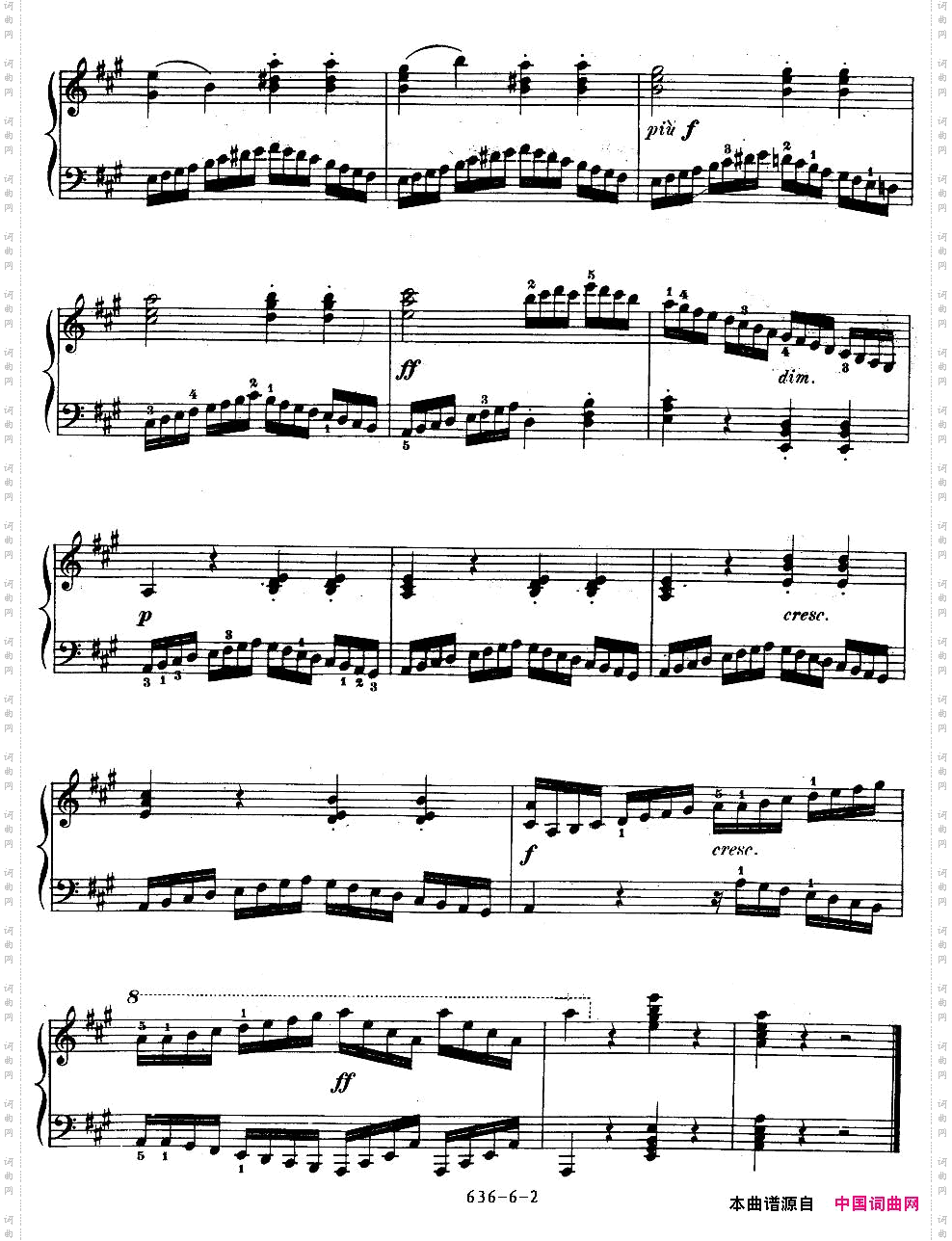 《车尔尼钢琴手指灵巧初步练习曲》OP.636-6