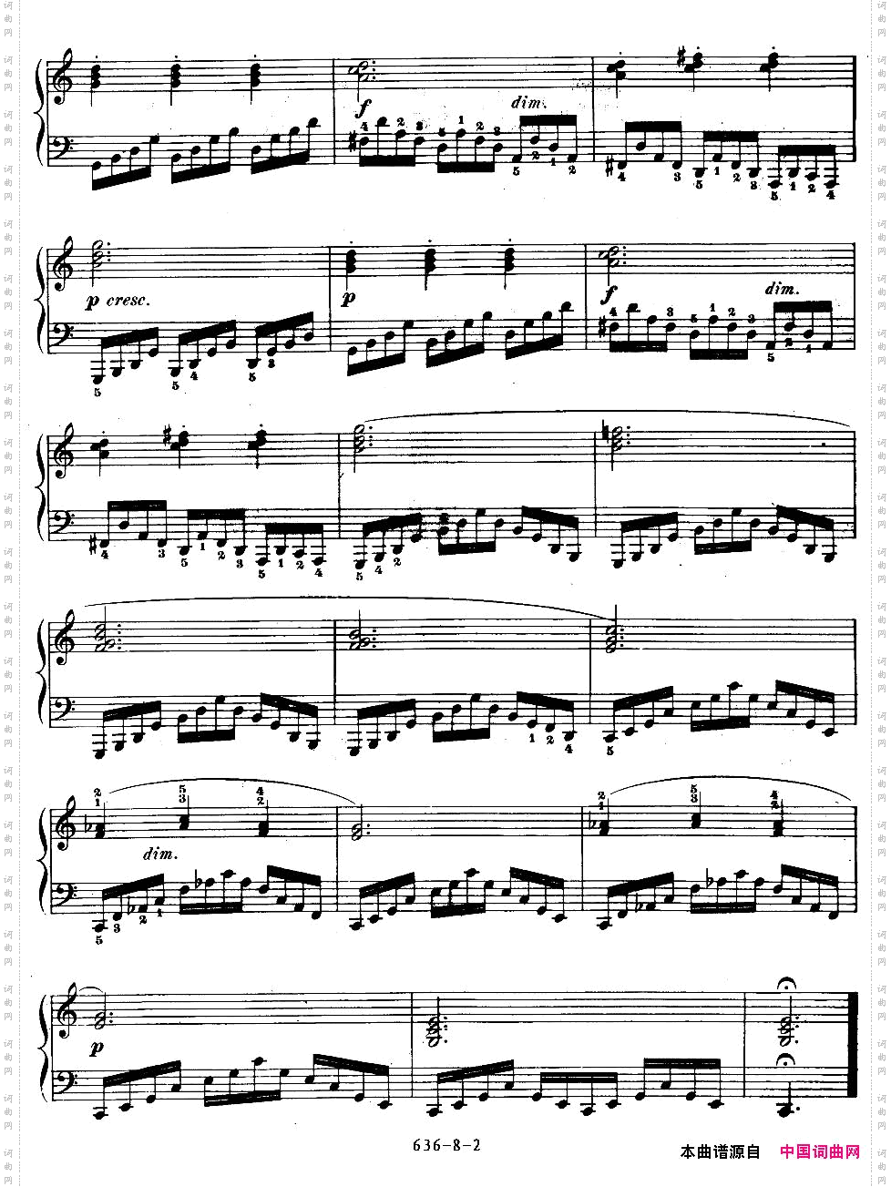 《车尔尼钢琴手指灵巧初步练习曲》OP.636-8