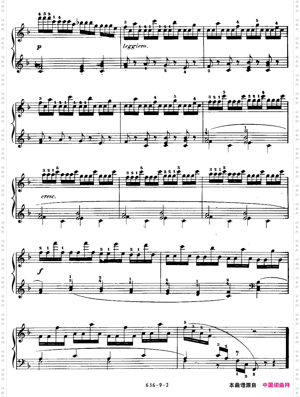 《车尔尼钢琴手指灵巧初步练习曲》OP.636-9