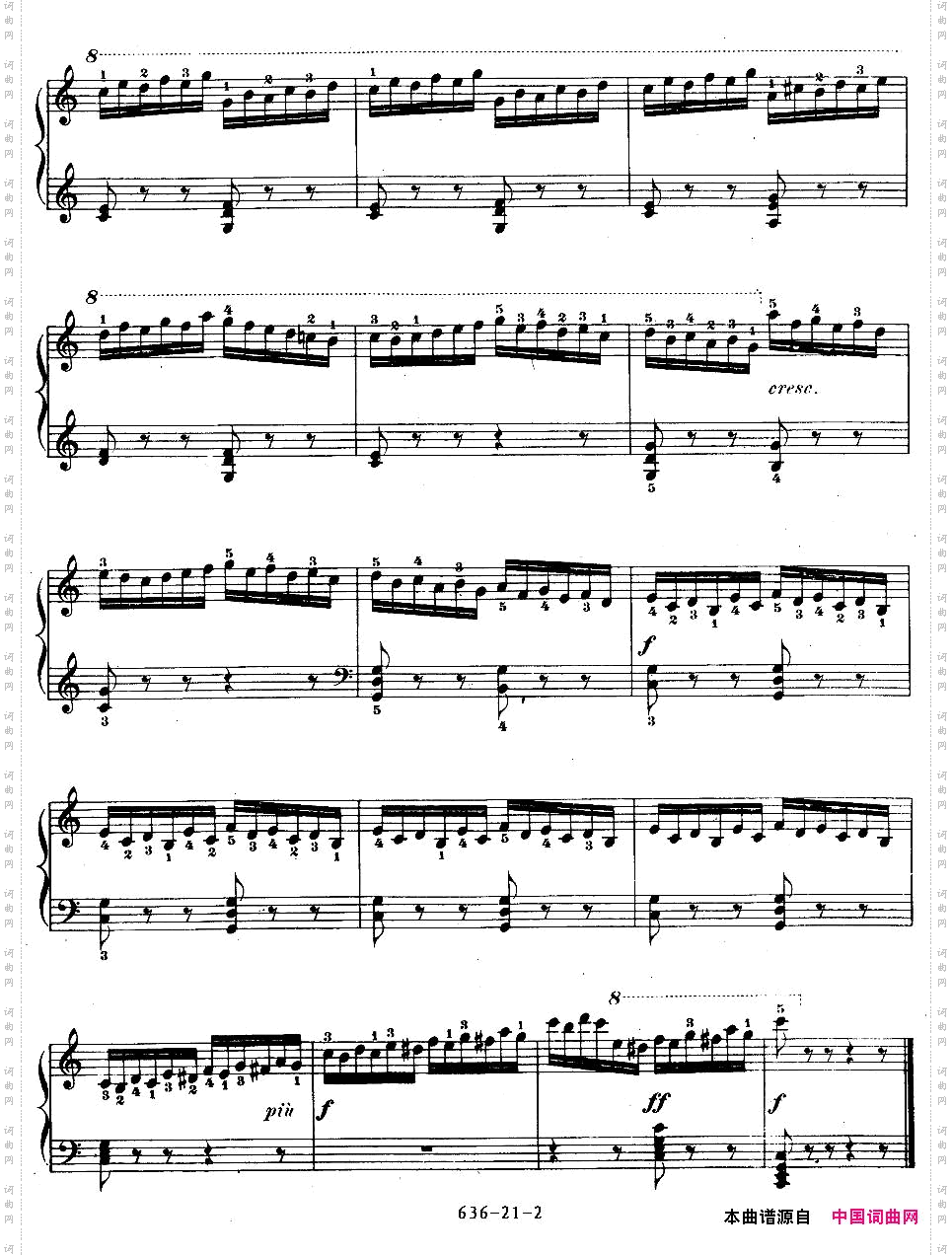 《车尔尼钢琴手指灵巧初步练习曲》OP.636-21
