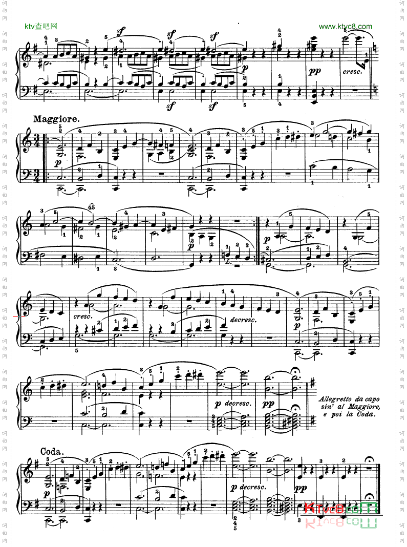 E大调第九钢琴奏鸣曲Op.14No—1