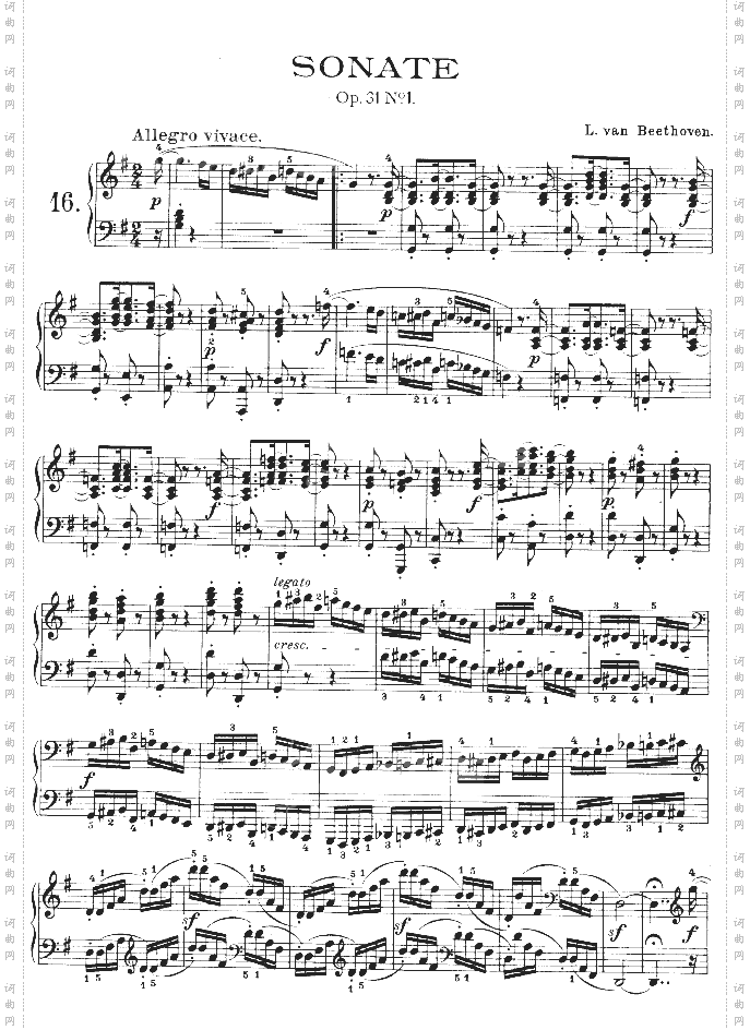第十六钢琴奏鸣曲-Op.31No.1