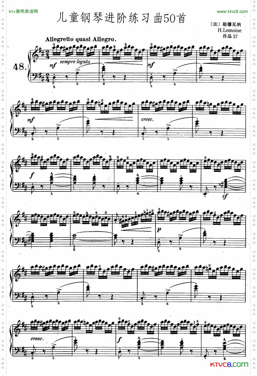 儿童钢琴进阶练习曲50首之48