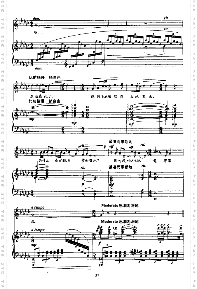 我爱这土地--十三届青歌歌谱