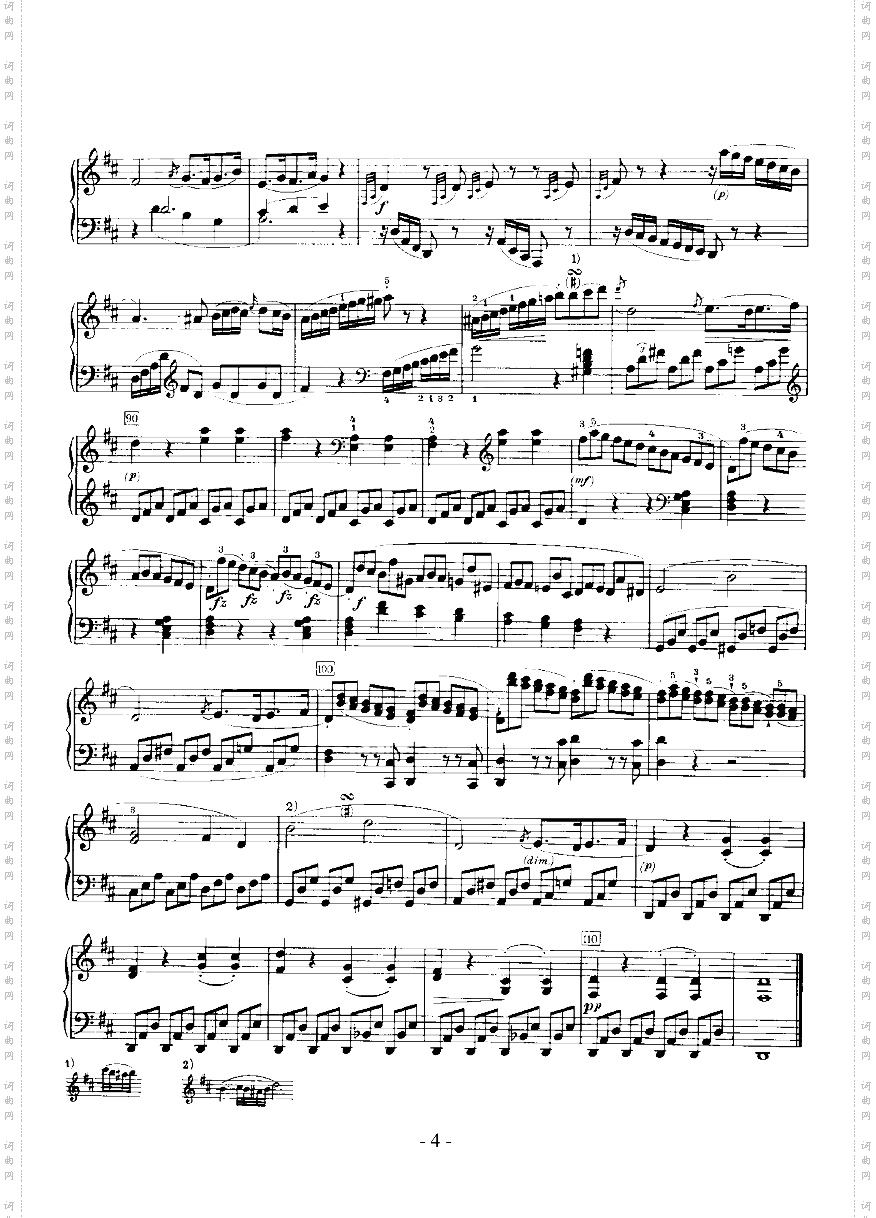 D大调奏鸣曲键盘类钢琴