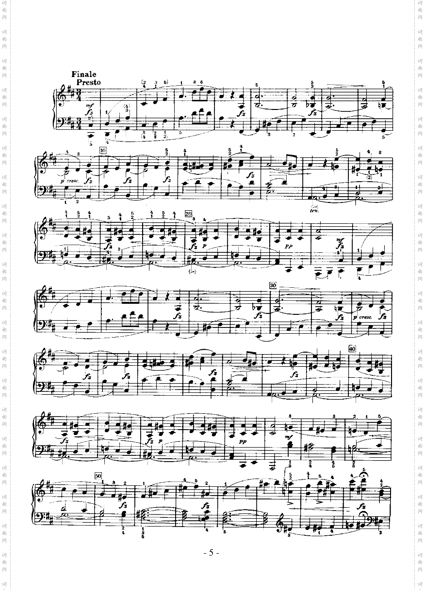 D大调奏鸣曲键盘类钢琴