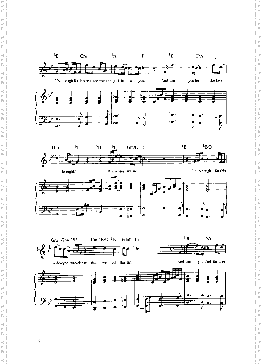 今夜你是否能感觉我的爱弹唱版键盘类钢琴