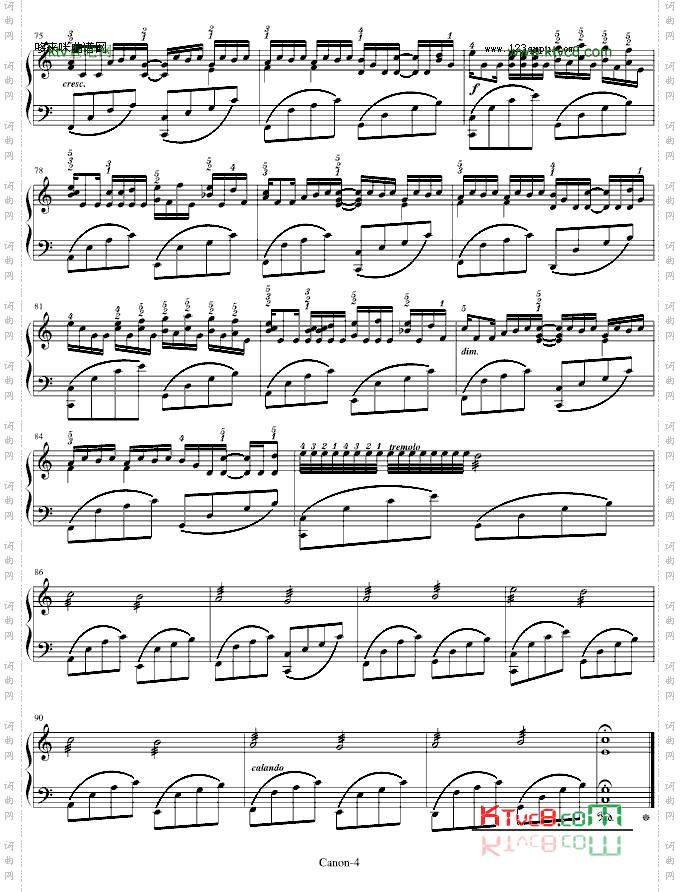 卡农-GeorgeWinston版附指法-帕赫贝尔-Pachelbel