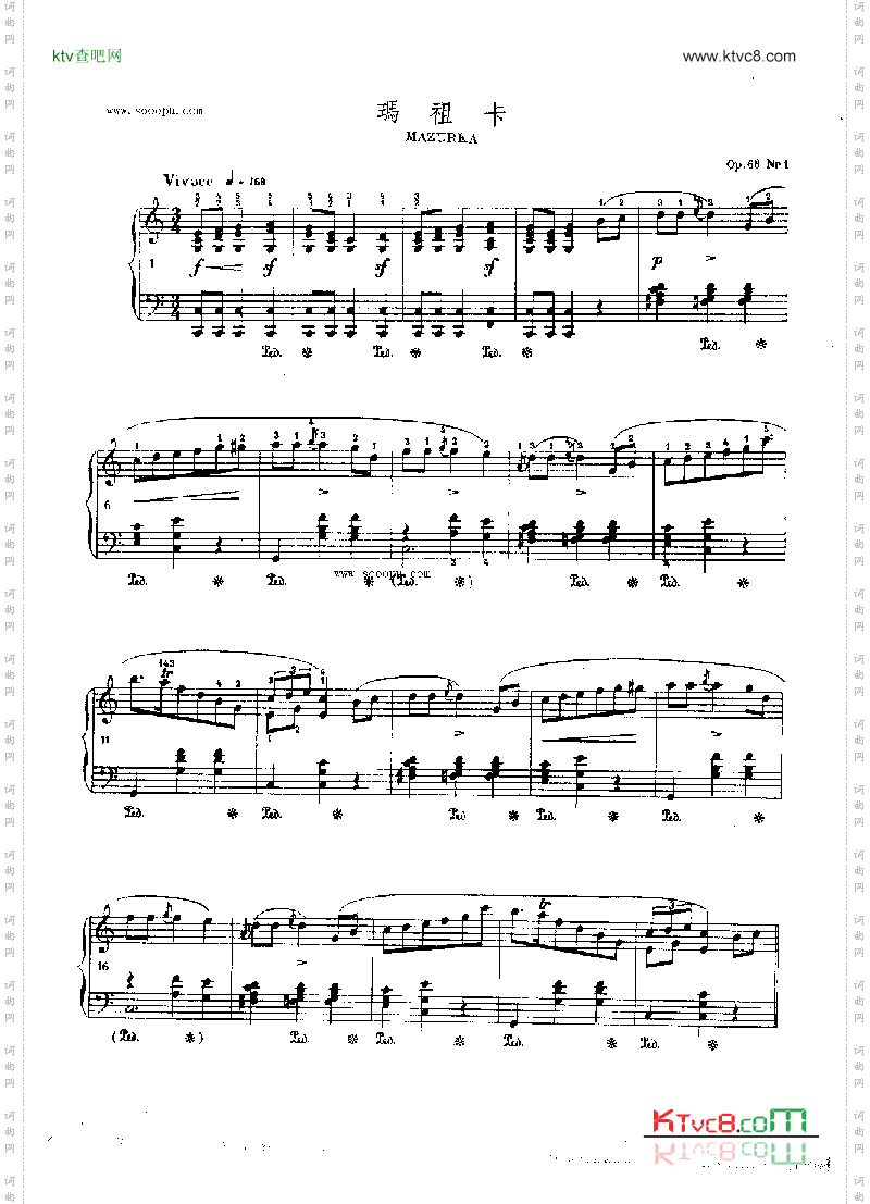 玛祖卡OP.68Nr1键盘类钢琴