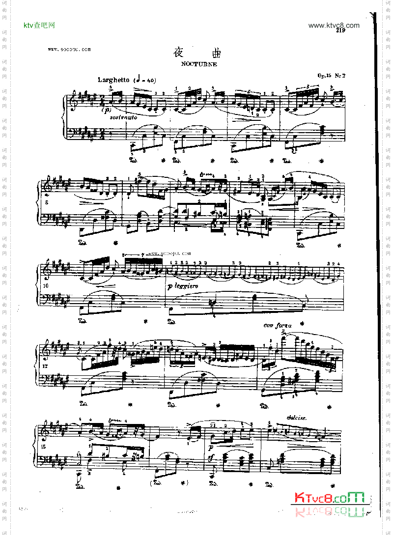 夜曲OP.15Nr2键盘类钢琴