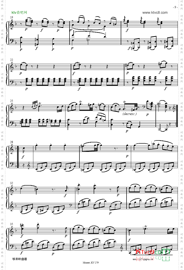 奏鸣曲SonatasK279Mvt.2-莫扎特