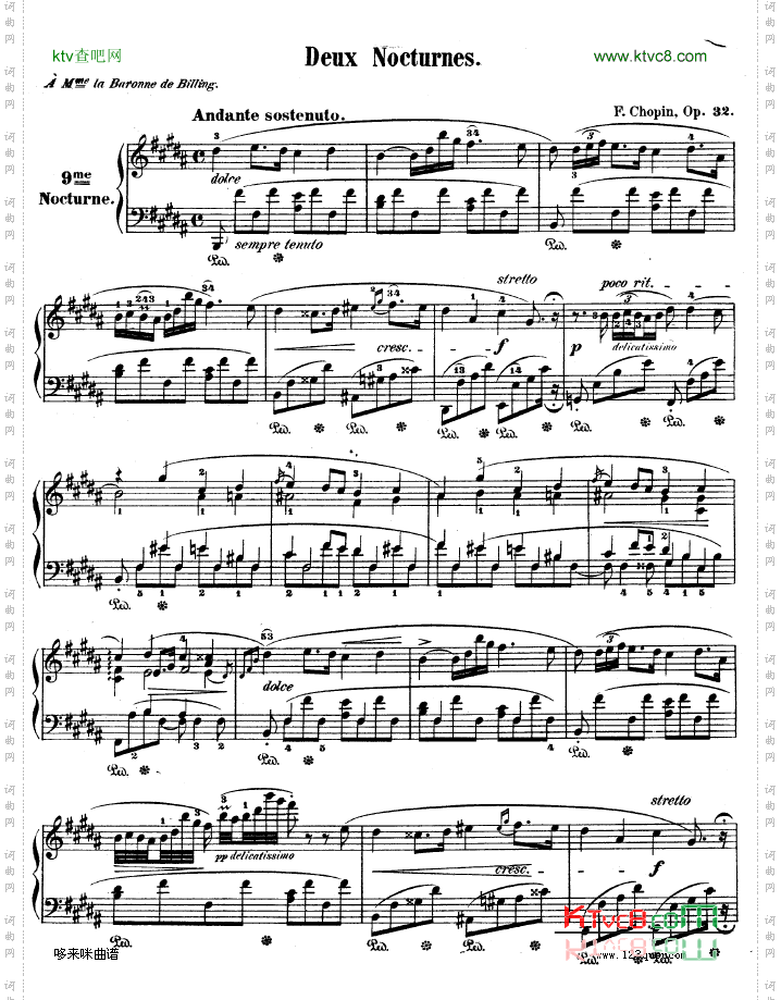 B大调夜曲作品32号-OP32NO.2-肖邦