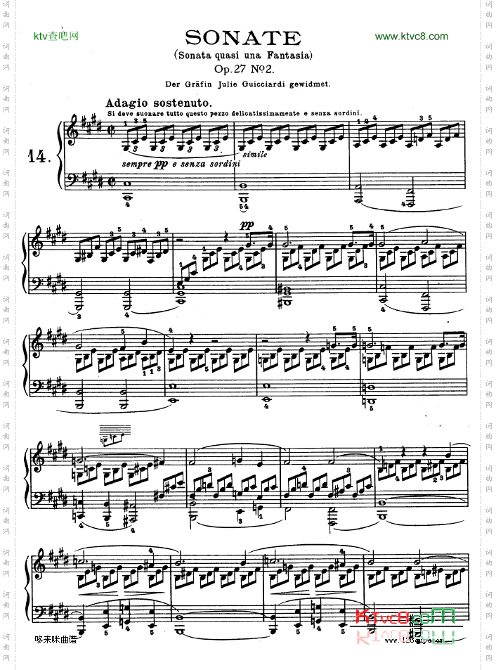 第十四钢琴奏鸣曲-《月光曲》-Op.27No.2-贝多芬