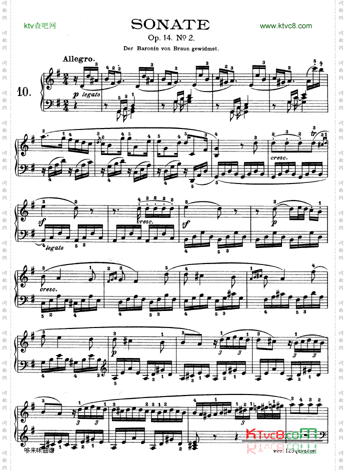 G大调第十钢琴奏鸣曲Op.14No--2-贝多芬