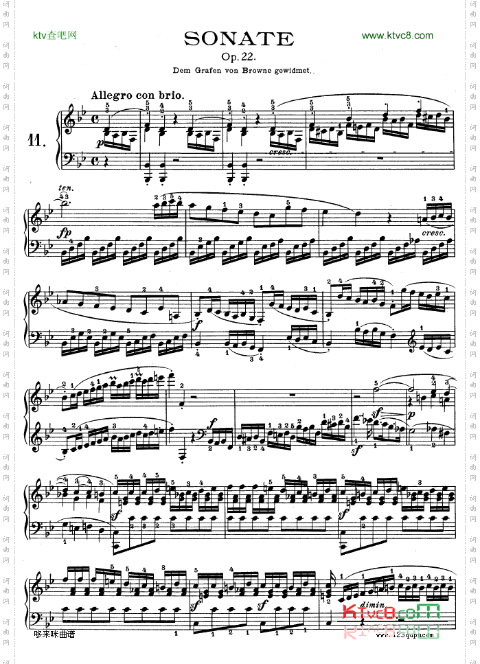 第十一钢琴奏鸣曲-op.22-贝多芬