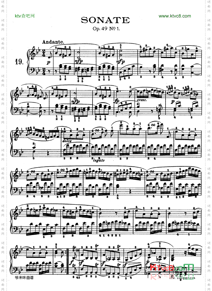 第十九钢琴奏鸣曲-Op.49No.1-贝多芬