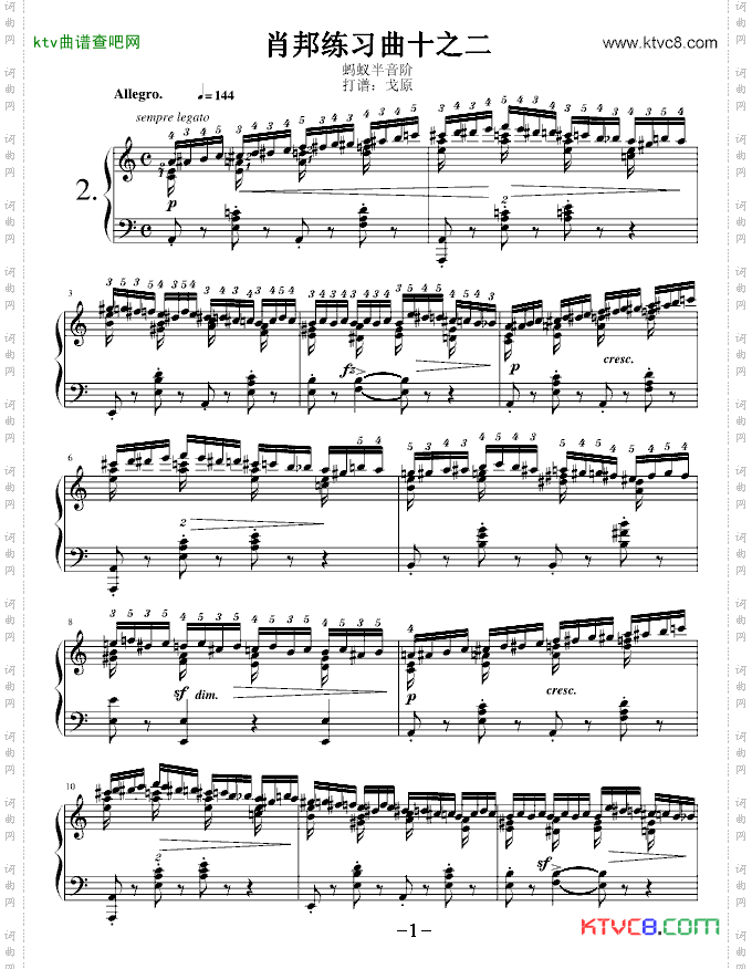 肖邦练习曲十之二