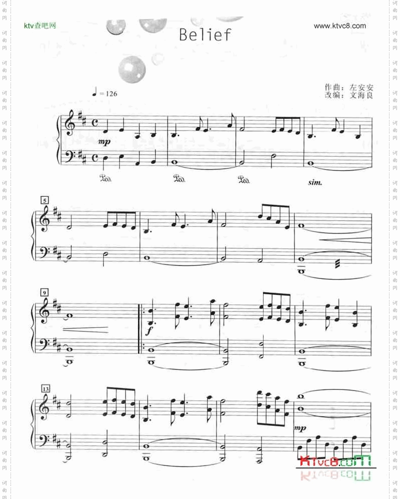 Belief钢琴谱