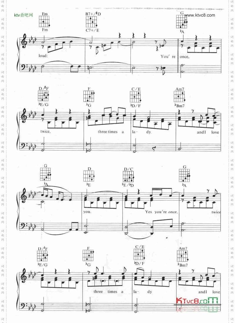 ThreeTimesALady-莱昂内尔·里奇线谱