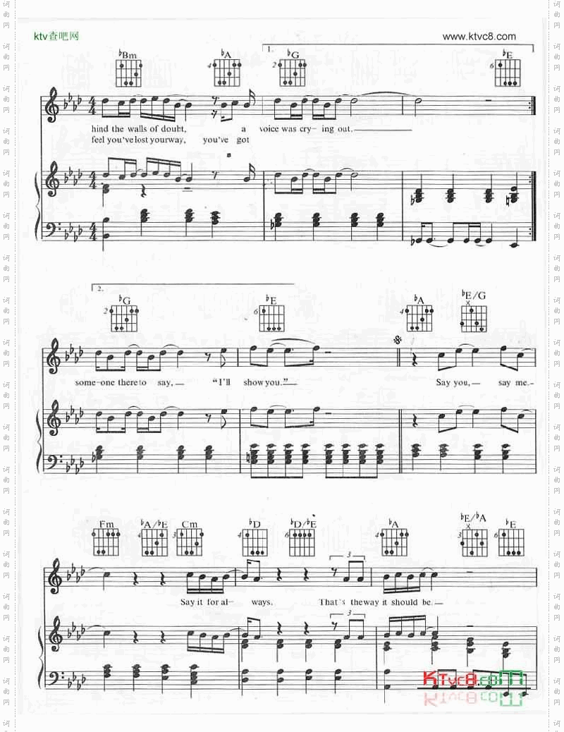 SayYouSayMe-SayYouSayMe钢琴谱+吉它和弦