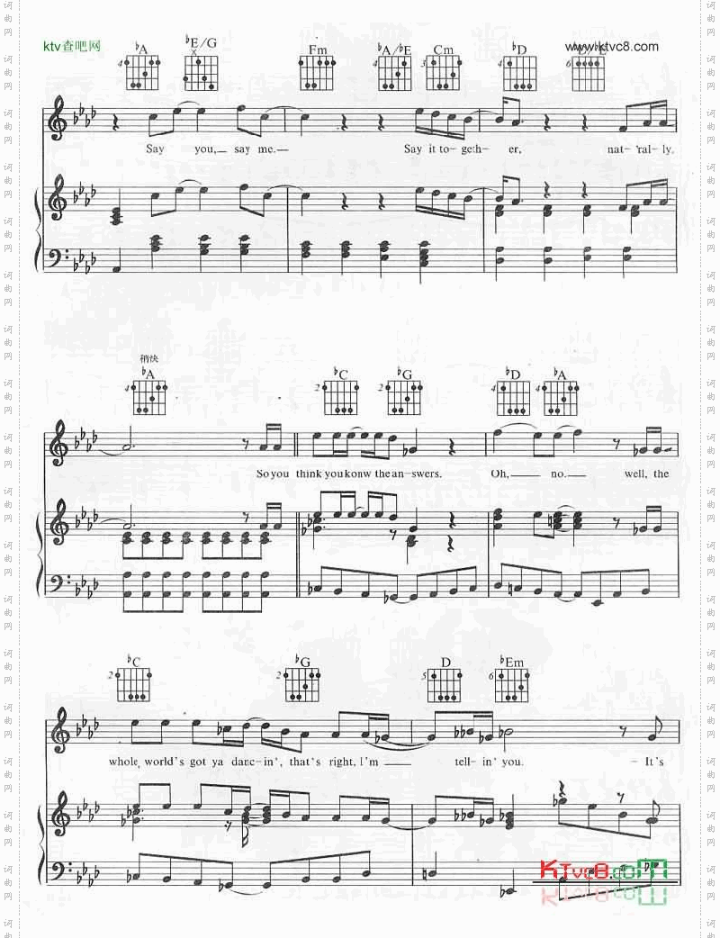 SayYouSayMe-SayYouSayMe钢琴谱+吉它和弦