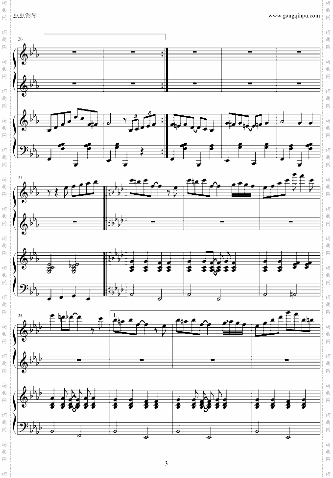 小兔来了爵士插曲，四手联弹-Eb调