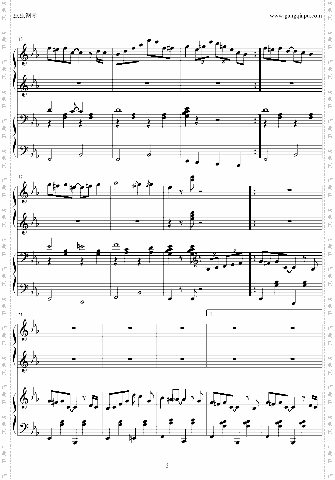 小兔来了爵士插曲，四手联弹-Eb调