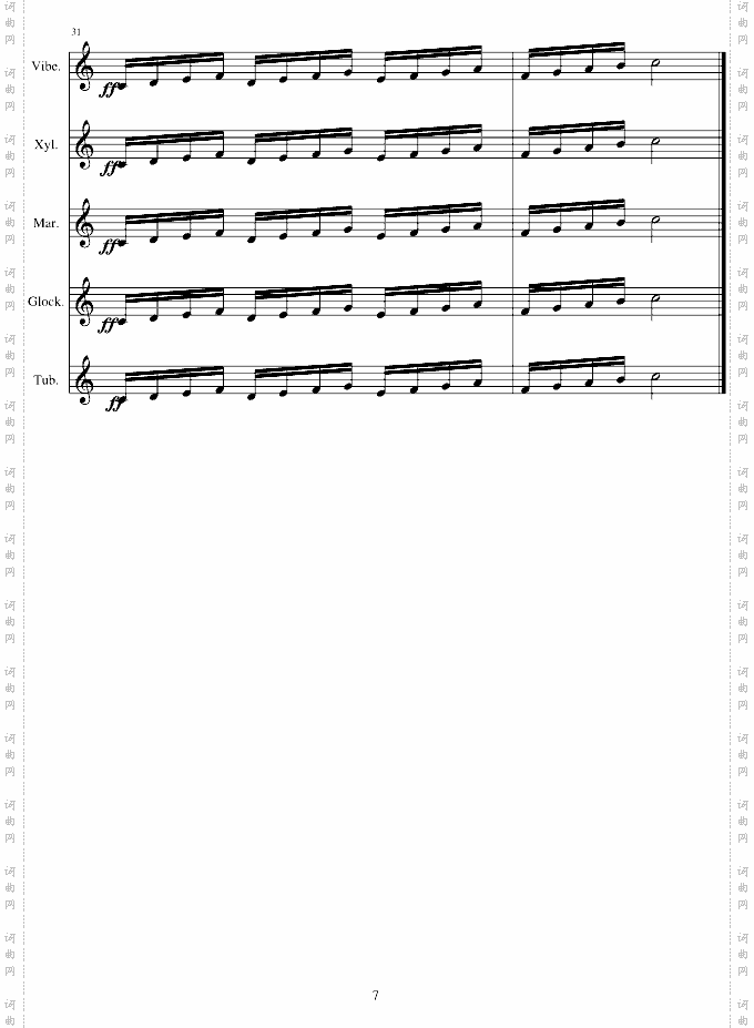 打击乐爵士五重奏——钟声练习曲-C调