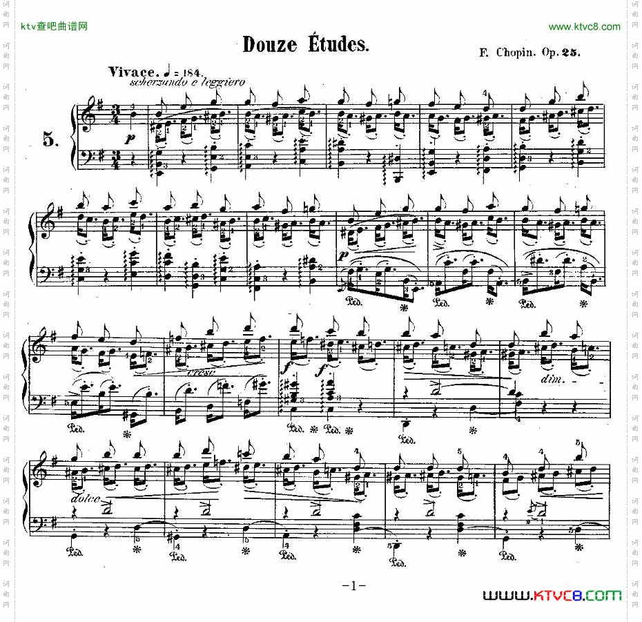 肖邦钢琴练习曲，Op.25之五