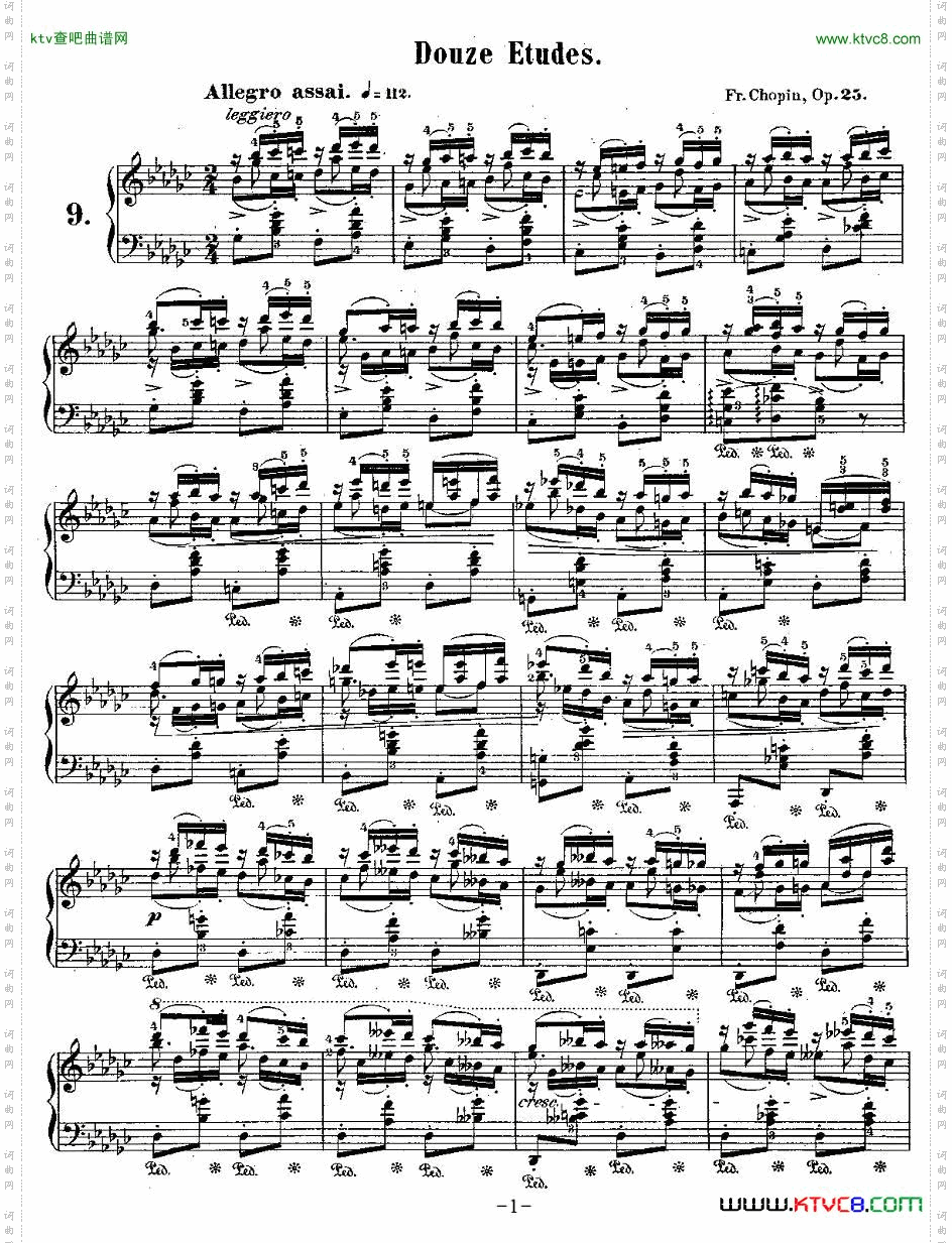 肖邦钢琴练习曲，Op.25之九