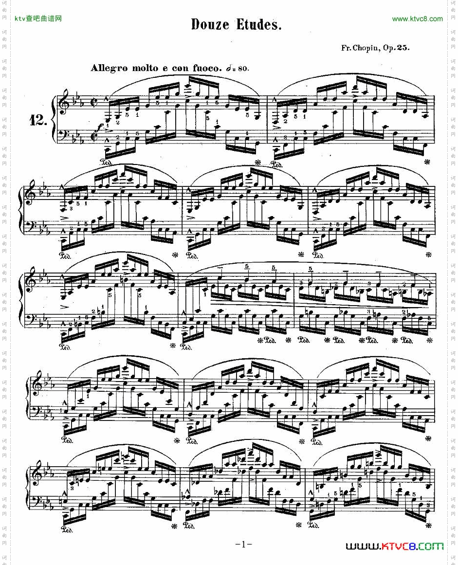 肖邦钢琴练习曲，Op.25之十二