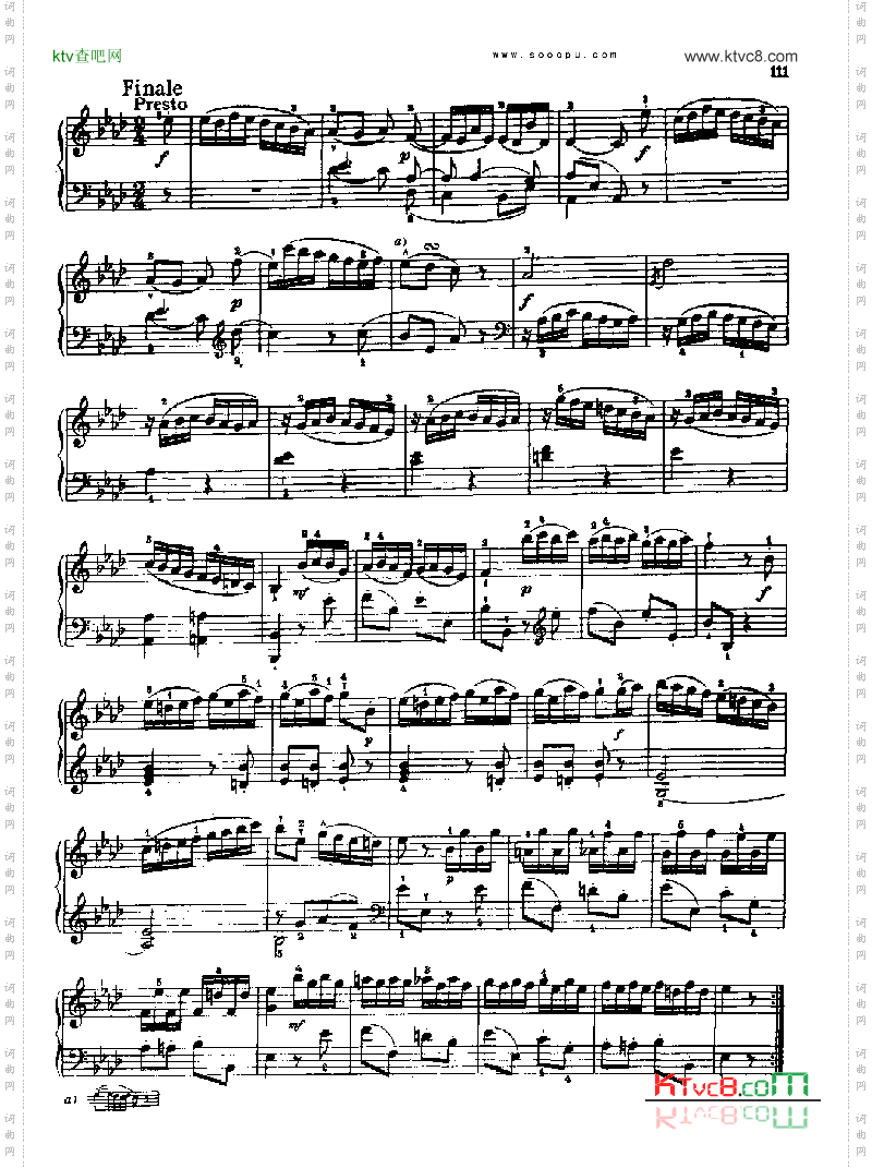奏鸣曲十一1786年出版键盘类钢琴