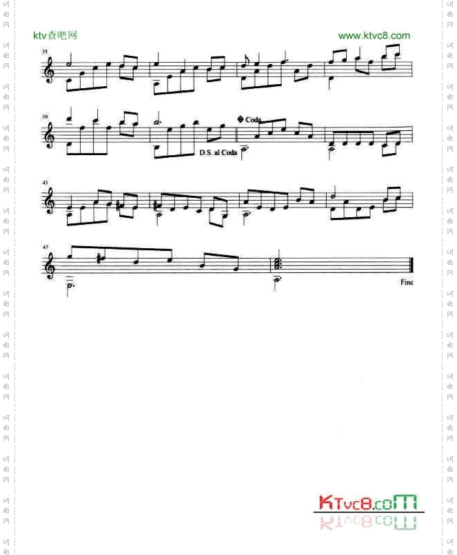 滚滚红尘独奏谱五线谱