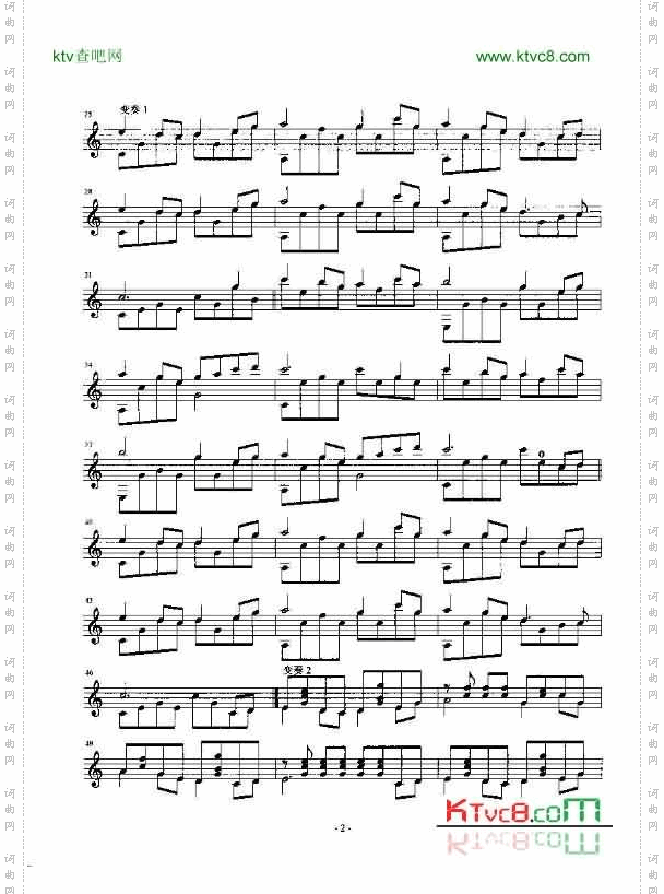 爱尔兰画眉主题与变奏五线谱