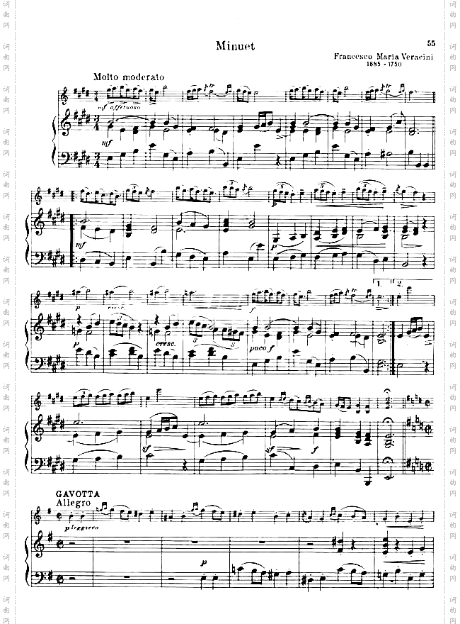 VERACINI《MINUET》钢琴伴奏谱