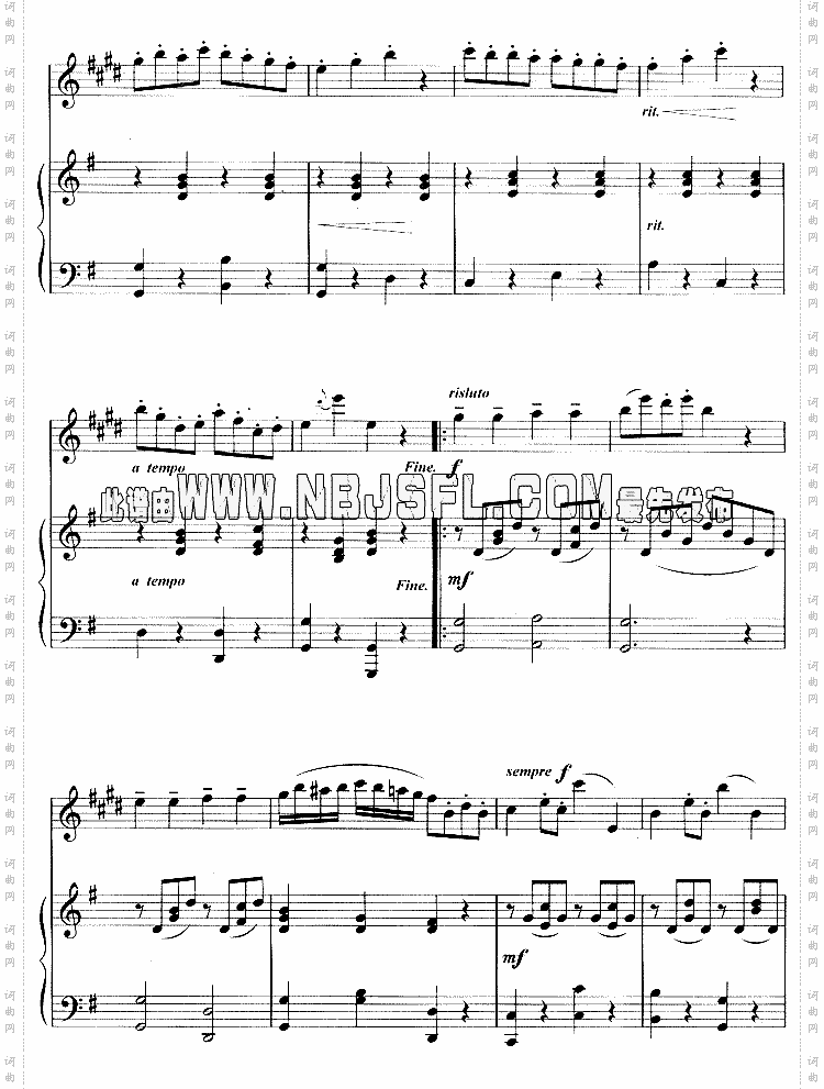 加伏特舞曲钢琴伴奏