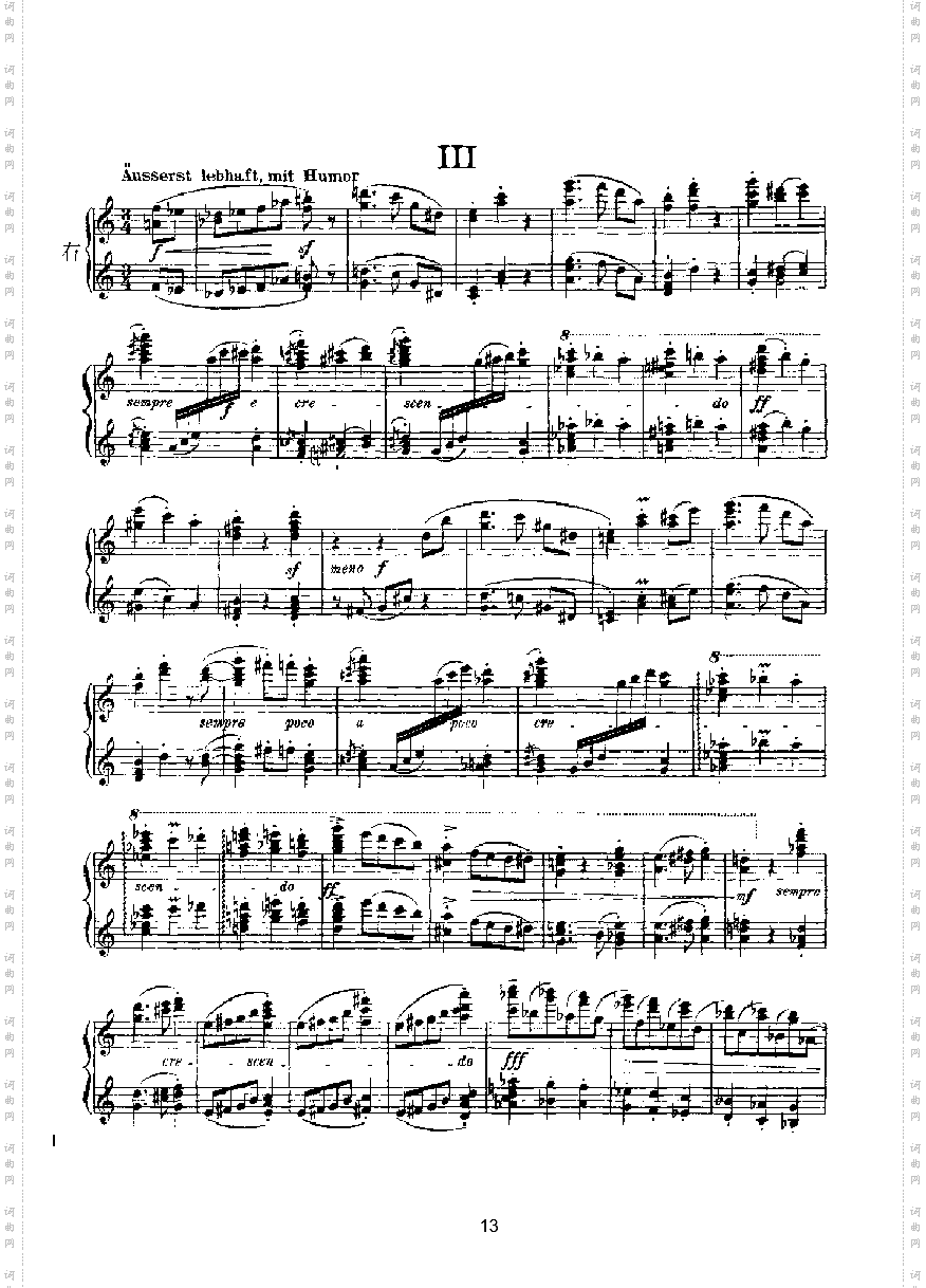 滑稽曲六首op.58四手联弹键盘类钢琴