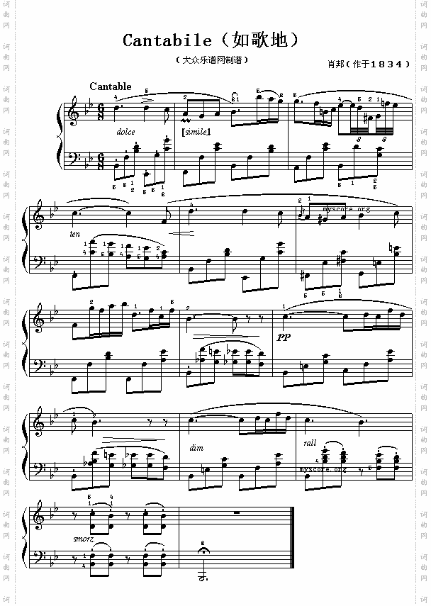 波肖邦钢琴小曲:Cantabile如歌地