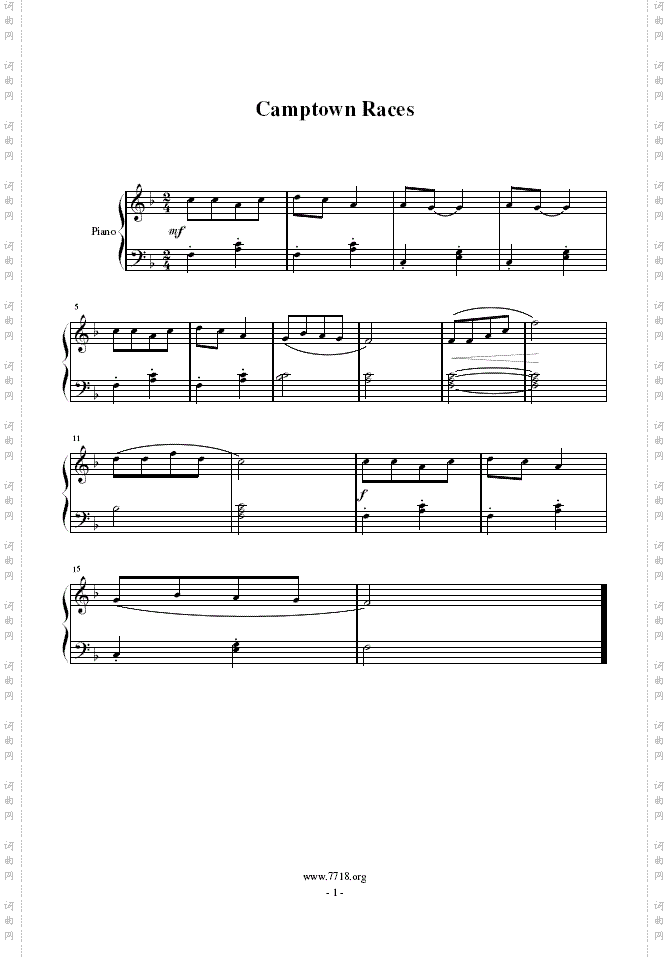 CamptownRaces简易钢琴曲