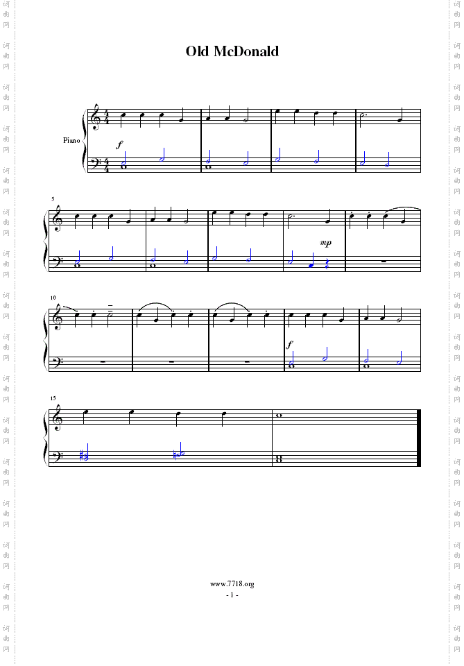 OldMcDonald简易钢琴曲
