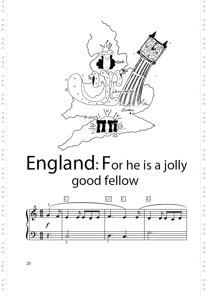 他是一个愉快的伙计简易钢琴谱