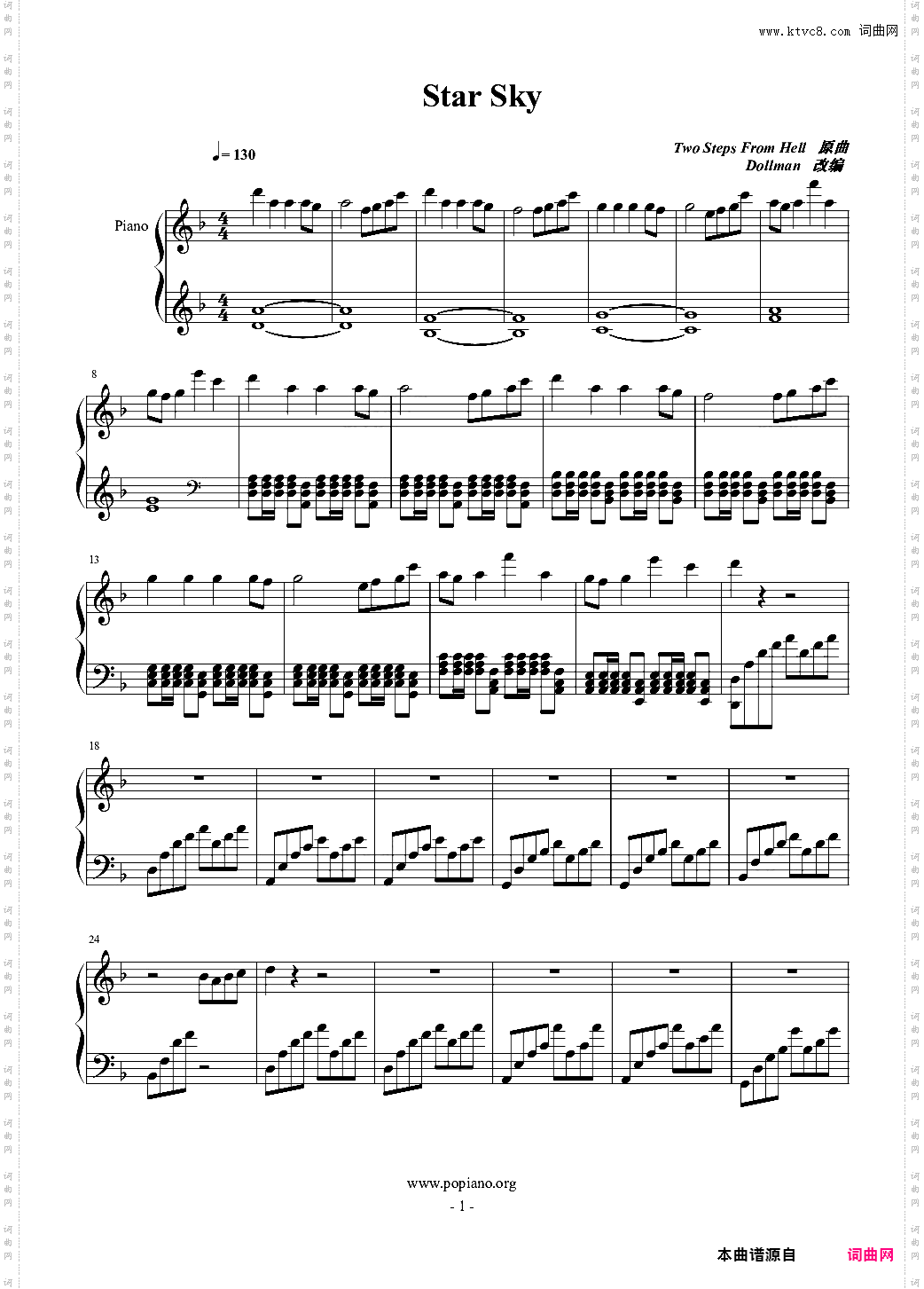 Star Sky钢琴版