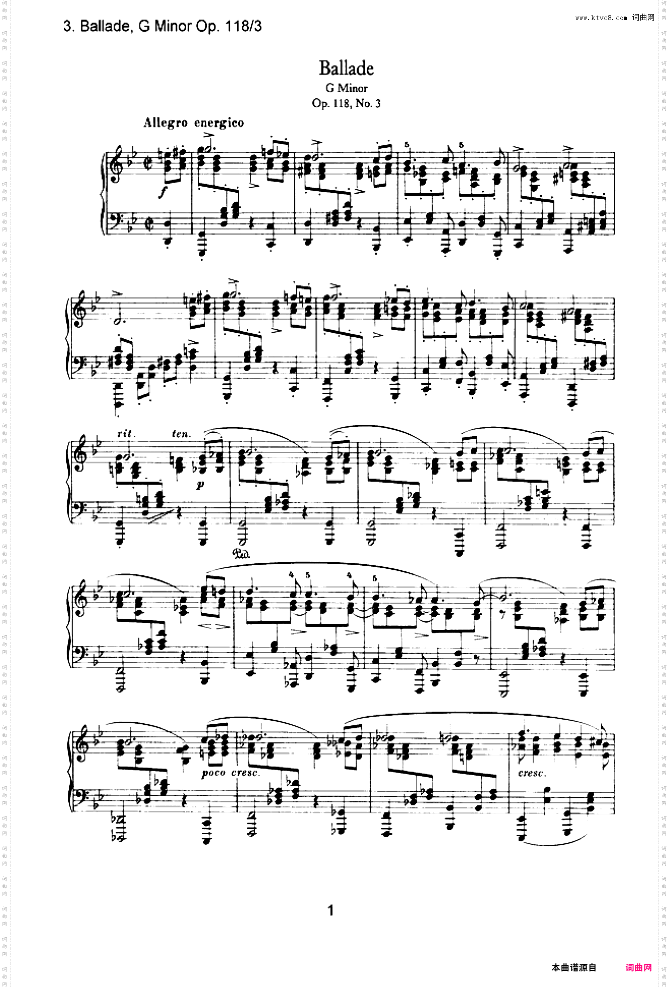 勃拉姆斯间奏曲op·118,no·3