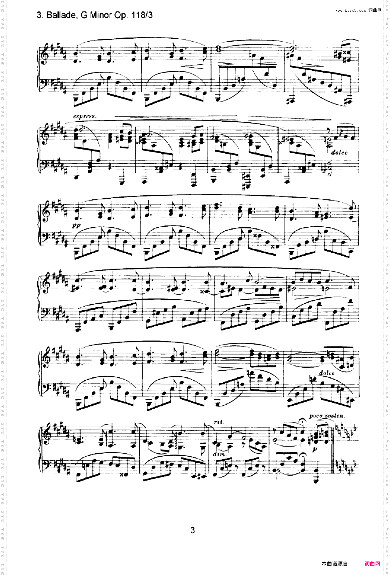 勃拉姆斯间奏曲op·118,no·3