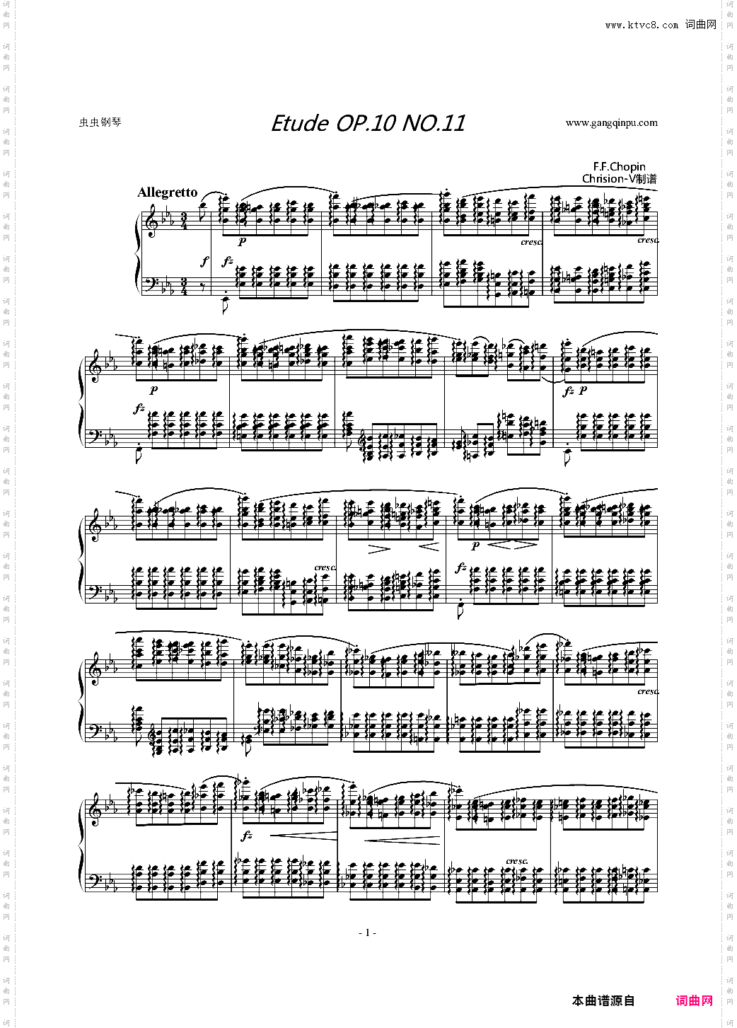 肖邦练习曲-Etude OP·10 No·11