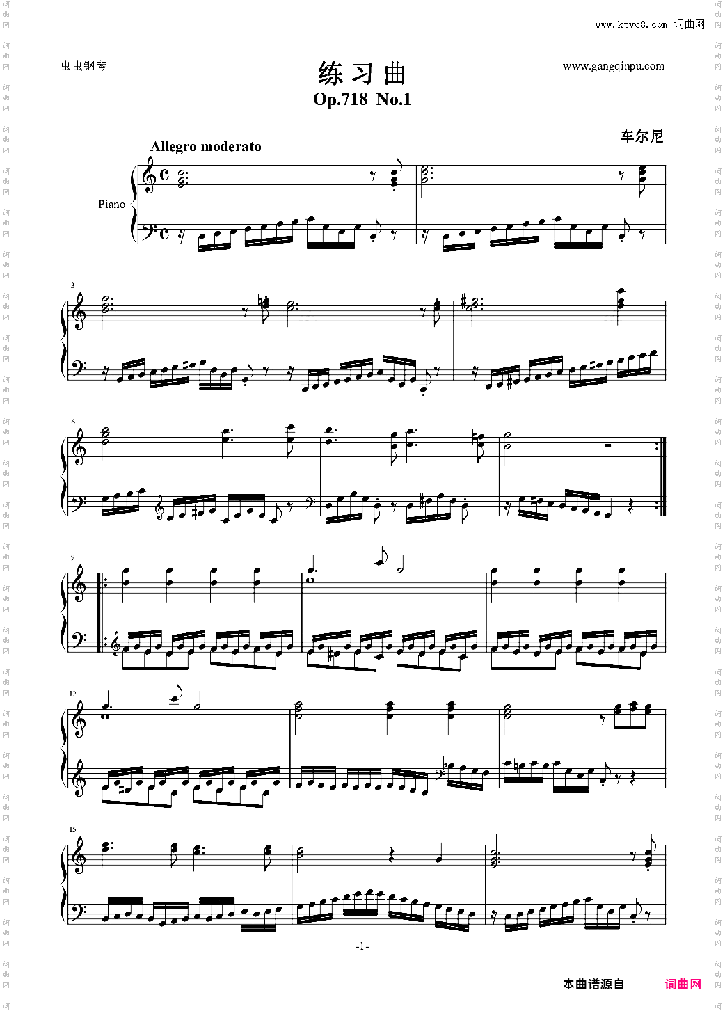 车尔尼左手练习曲718—01